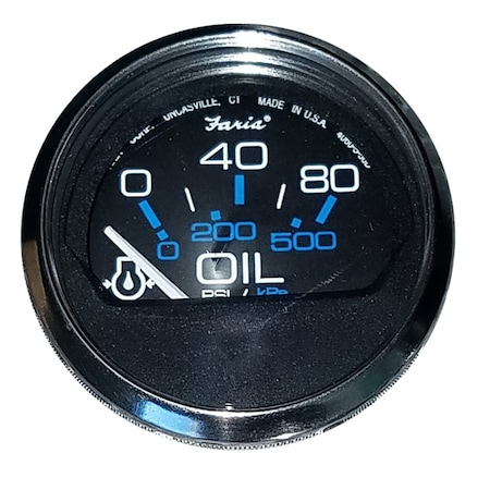 Faria Beede Instruments Chesapeake Black SS 2" Oil Pressure Gauge - 80 PSI 13702